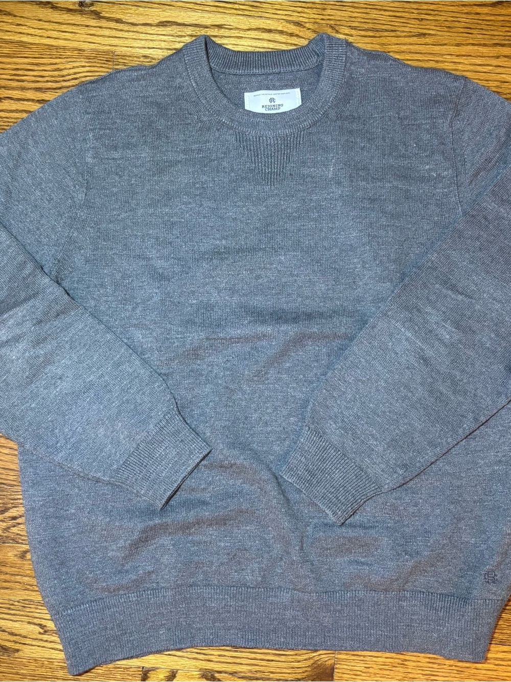 Reigning Champ Slub Cotton Laurel Crewneck – Heather Carbon | Size Large